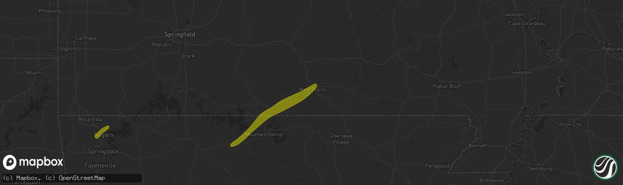 Hail map in West Plains, MO on March 14, 2025