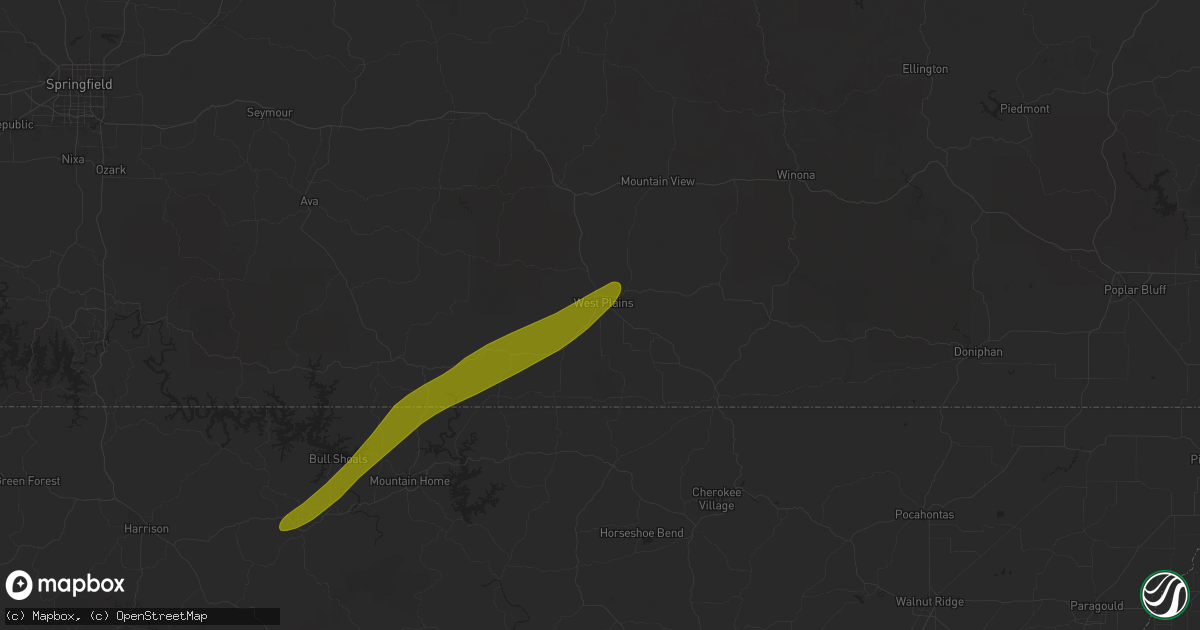 Hail map in West Plains, MO on March 14, 2025