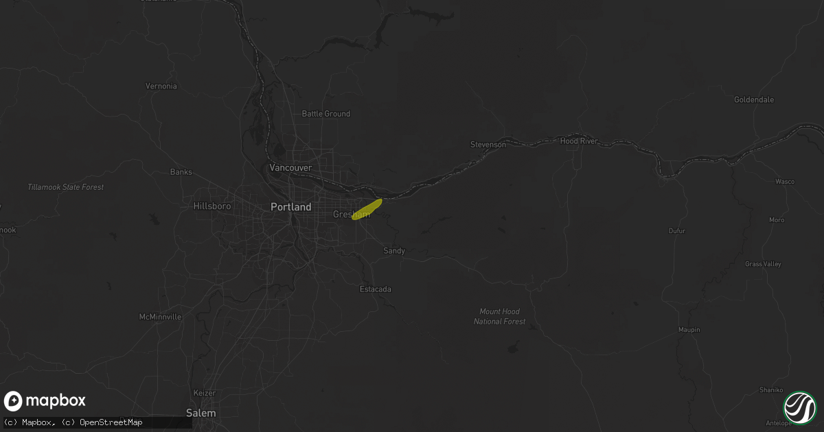 Hail map in Corbett, OR on March 15, 2011