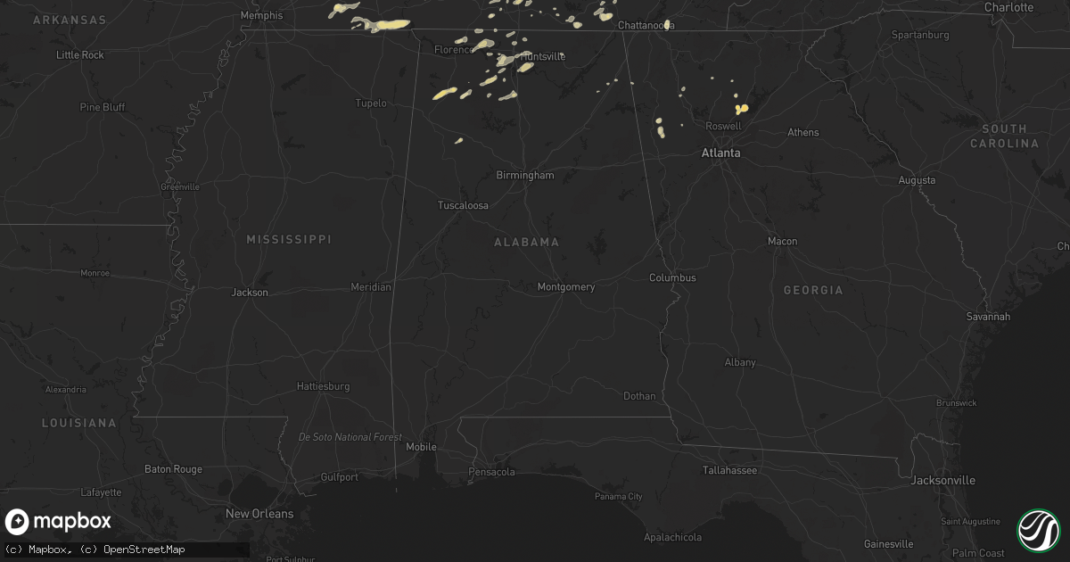 Hail map in Alabama on March 15, 2012