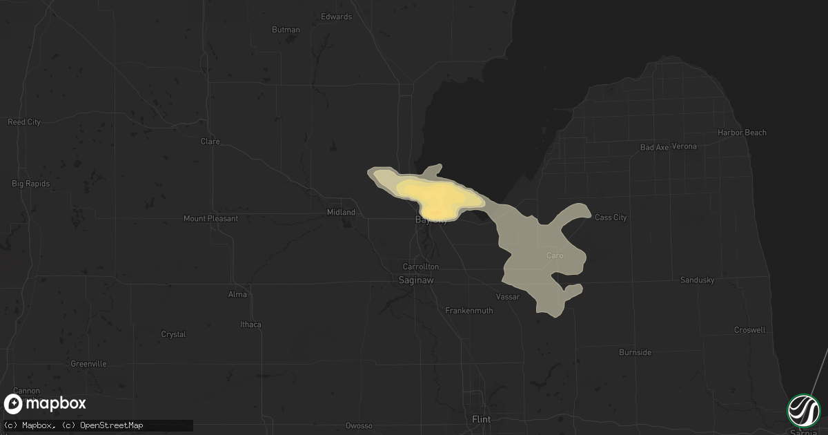 Hail map in Bay City, MI on March 15, 2012