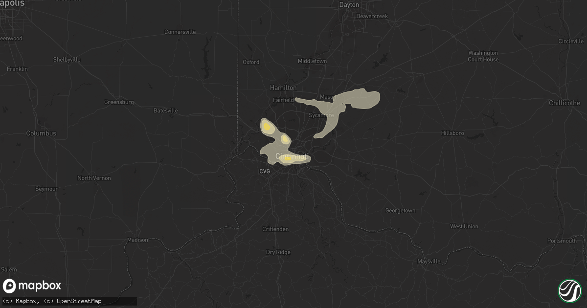 Hail map in Cincinnati, OH on March 15, 2012