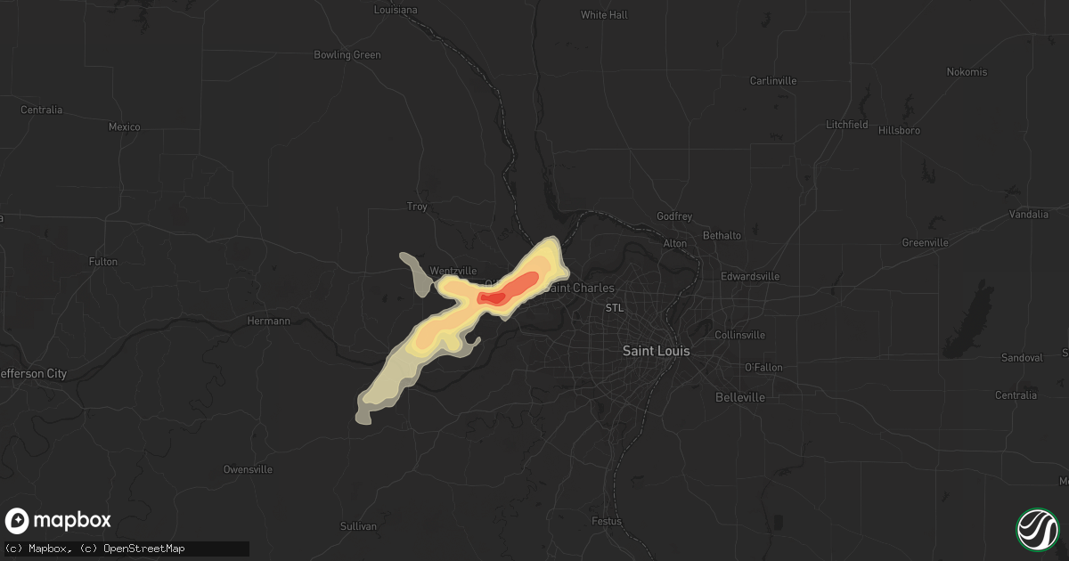 Hail map in Saint Peters, MO on March 15, 2012