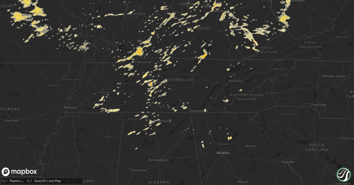 Hail map in Tennessee on March 15, 2012