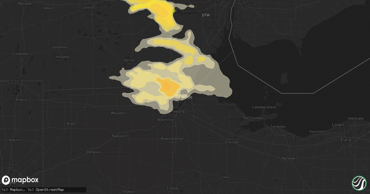 Hail map in Toledo, OH on March 15, 2012