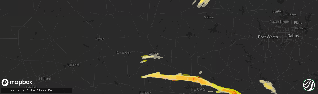 Hail map in Abilene, TX on March 15, 2014