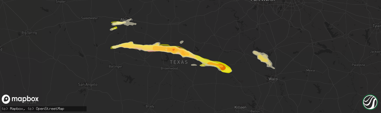 Hail map in Comanche, TX on March 15, 2014