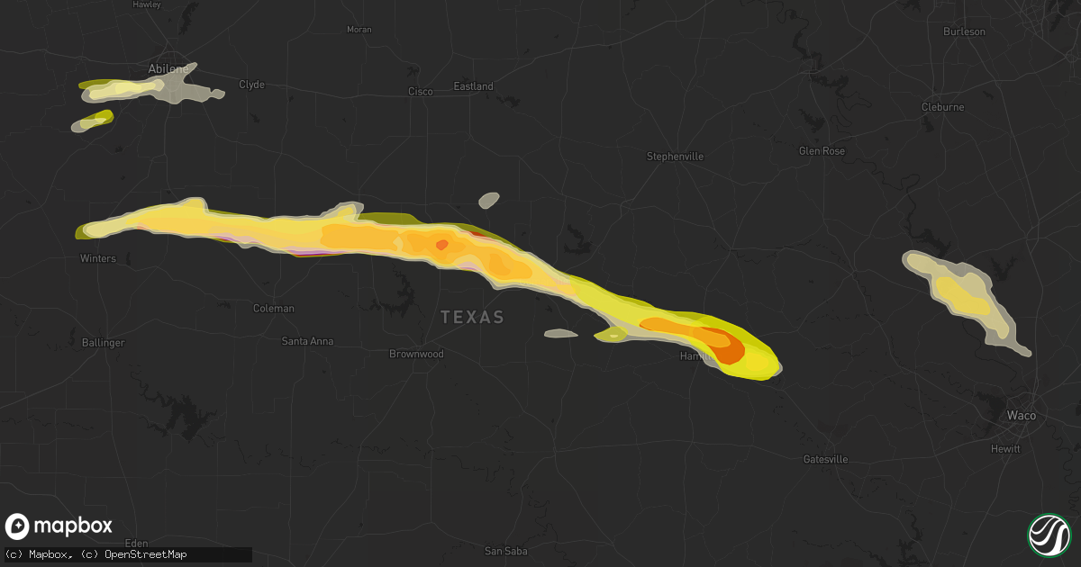 Hail map in Comanche, TX on March 15, 2014