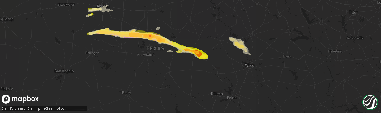 Hail map in Hamilton, TX on March 15, 2014