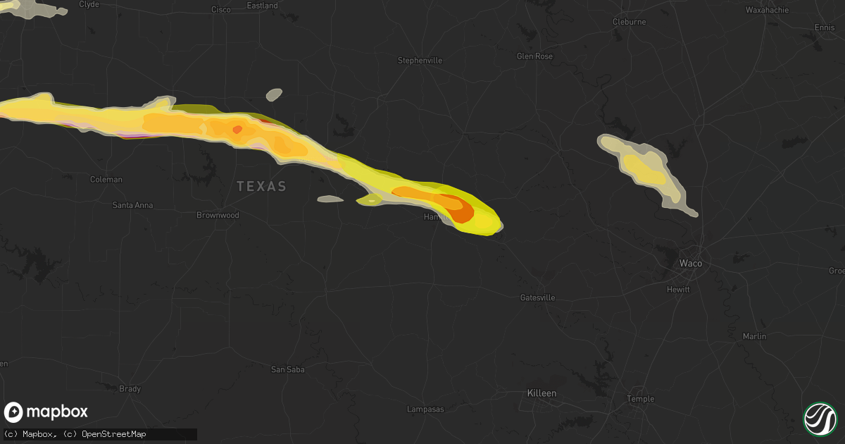 Hail map in Hamilton, TX on March 15, 2014