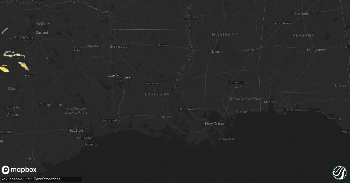 Hail map in Louisiana on March 15, 2014