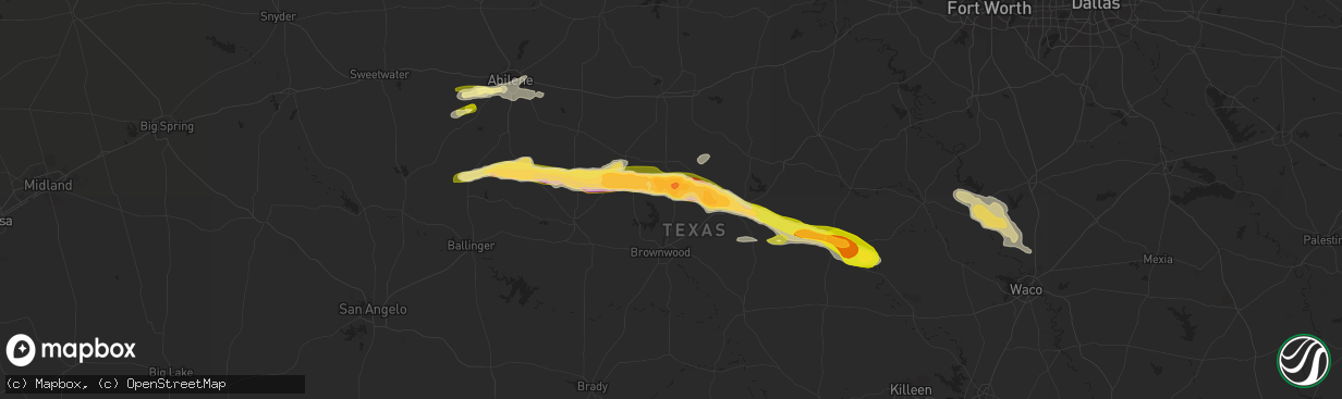 Hail map in May, TX on March 15, 2014