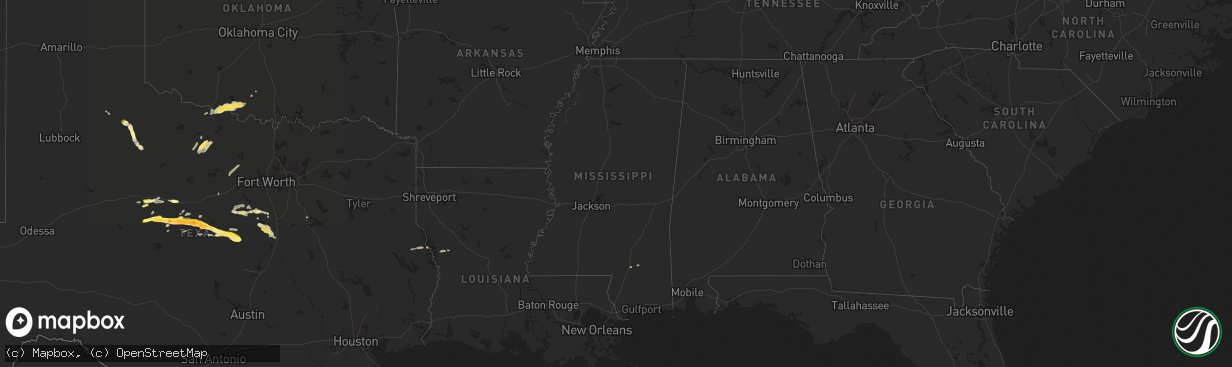 Hail map in Mississippi on March 15, 2014