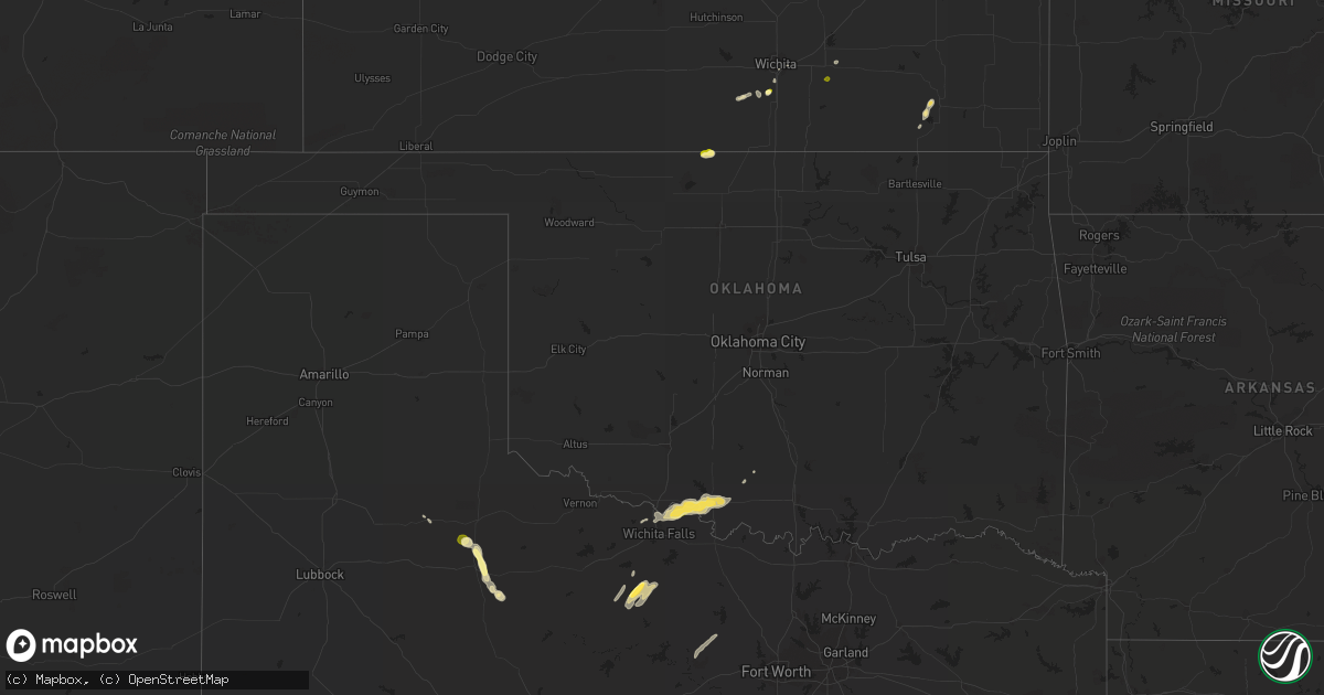Hail map in Oklahoma on March 15, 2014