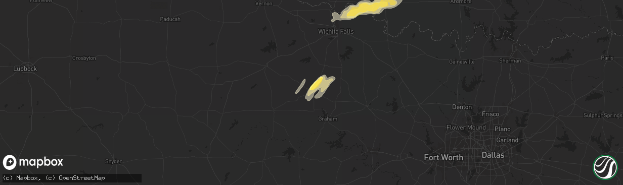 Hail map in Olney, TX on March 15, 2014