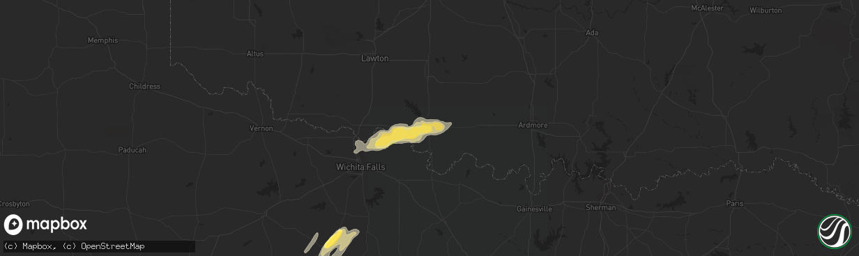 Hail map in Waurika, OK on March 15, 2014