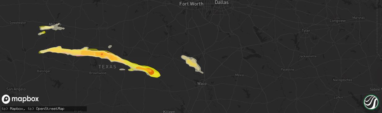 Hail map in Whitney, TX on March 15, 2014