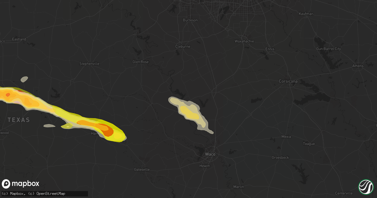 Hail map in Whitney, TX on March 15, 2014