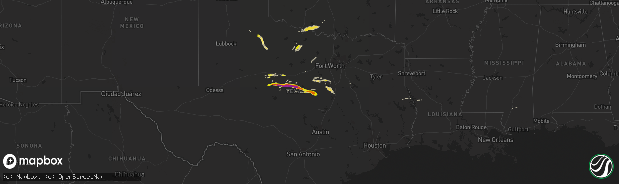 Hail map on March 15, 2014