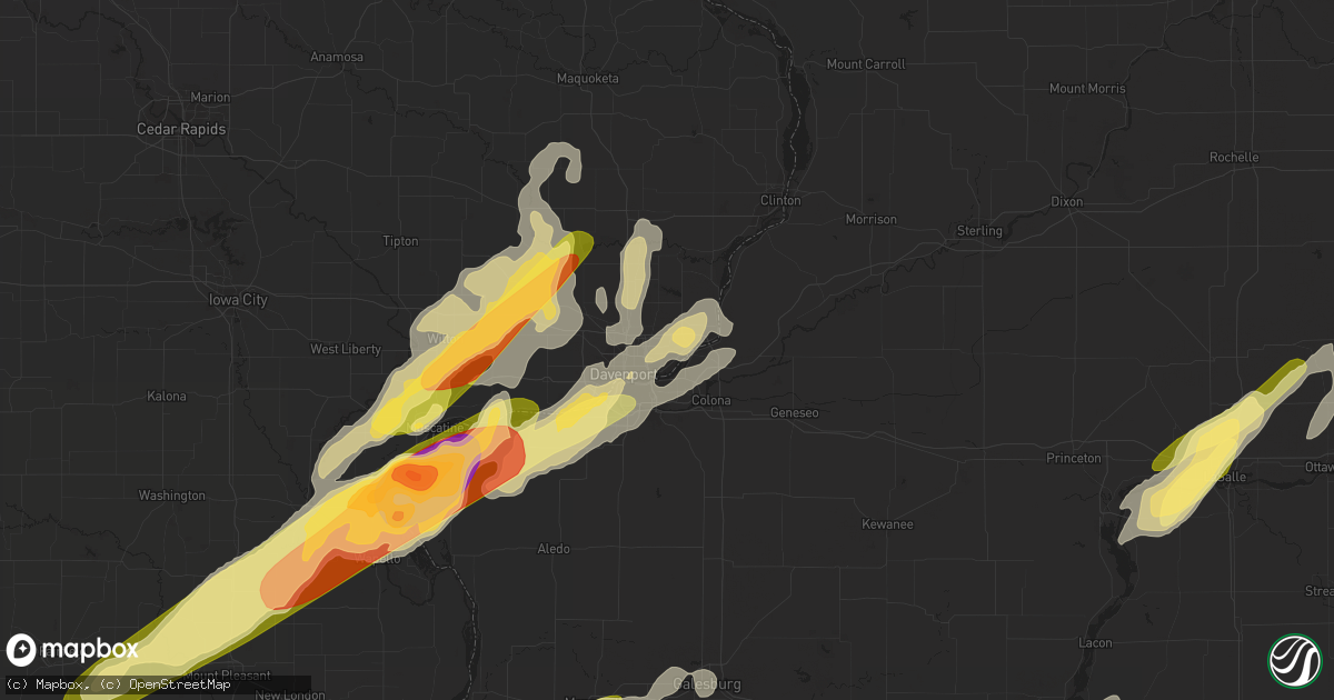 Hail map in Bettendorf, IA on March 15, 2016