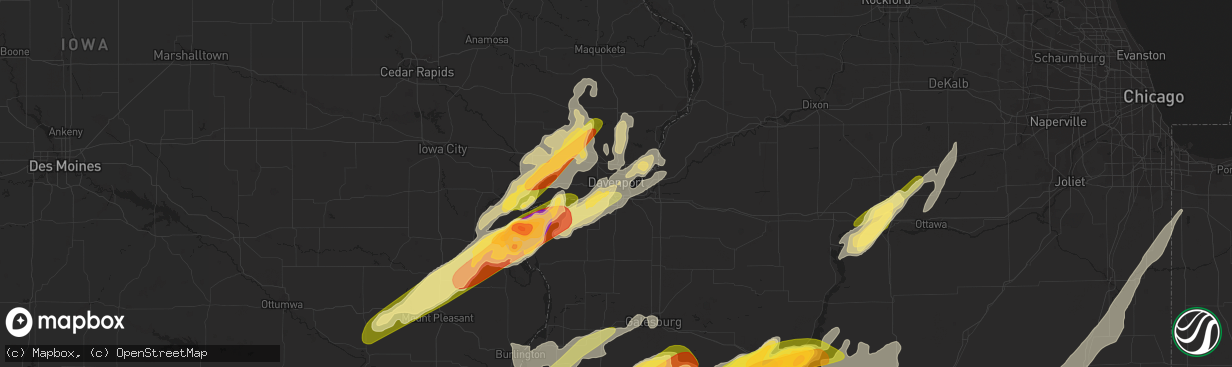 Hail map in Davenport, IA on March 15, 2016