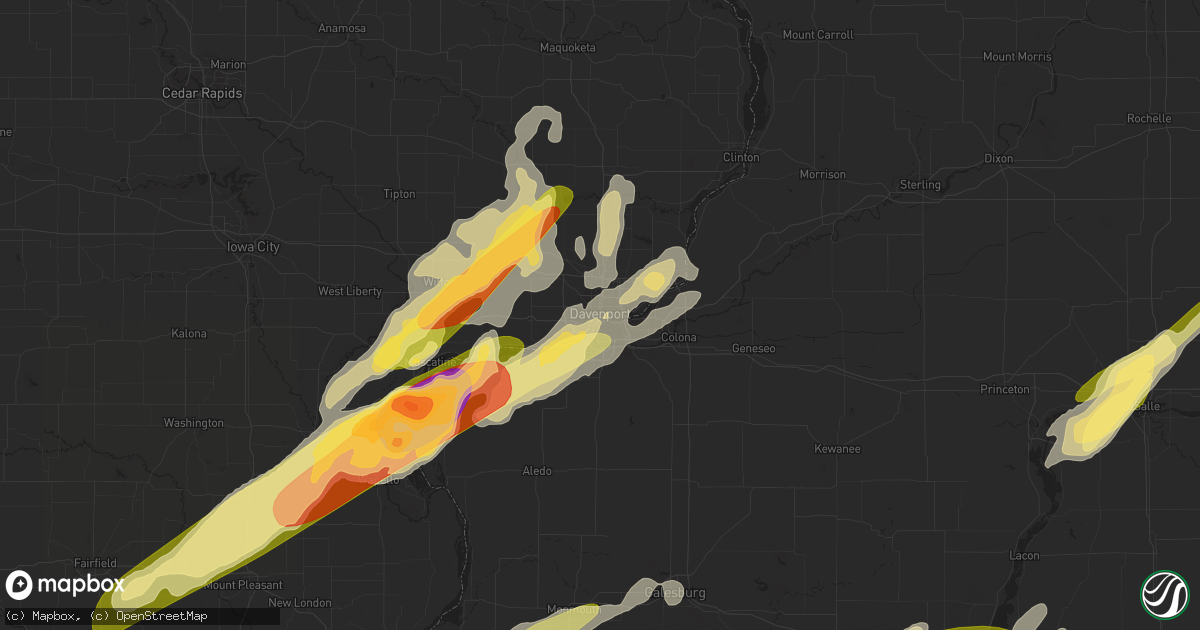 Hail map in Davenport, IA on March 15, 2016