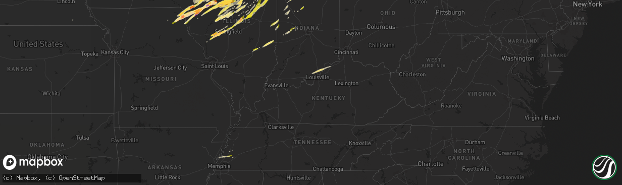 Hail map in Kentucky on March 15, 2016