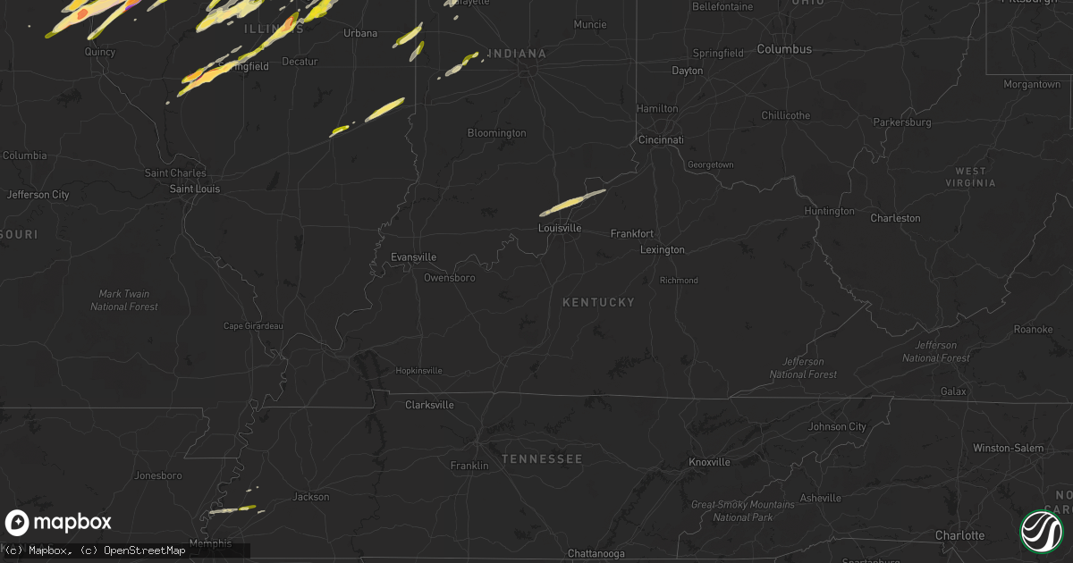 Hail map in Kentucky on March 15, 2016