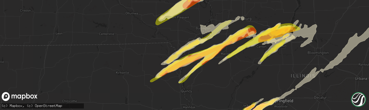 Hail map in Keokuk, IA on March 15, 2016