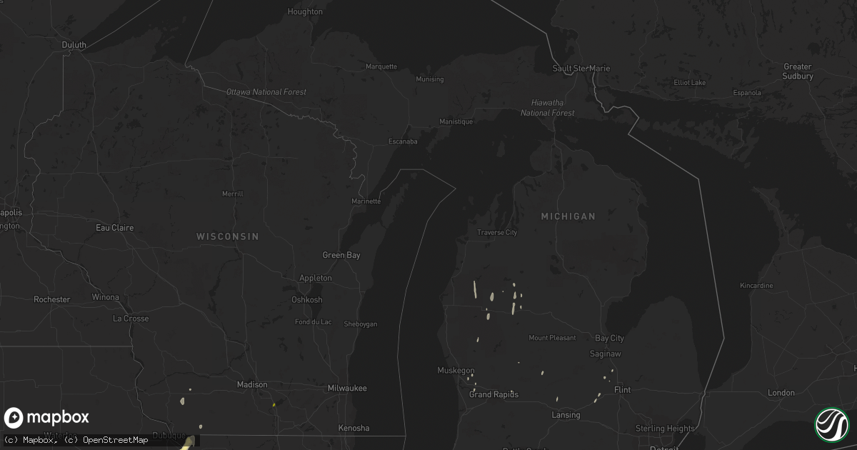 Hail map in Michigan on March 15, 2016