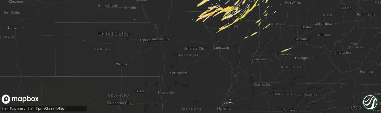 Hail map in Missouri on March 15, 2016