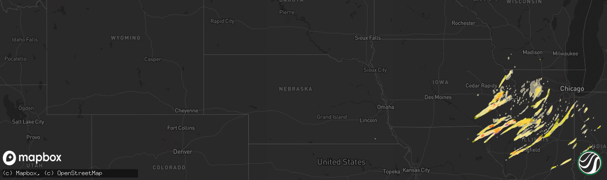 Hail map in Nebraska on March 15, 2016