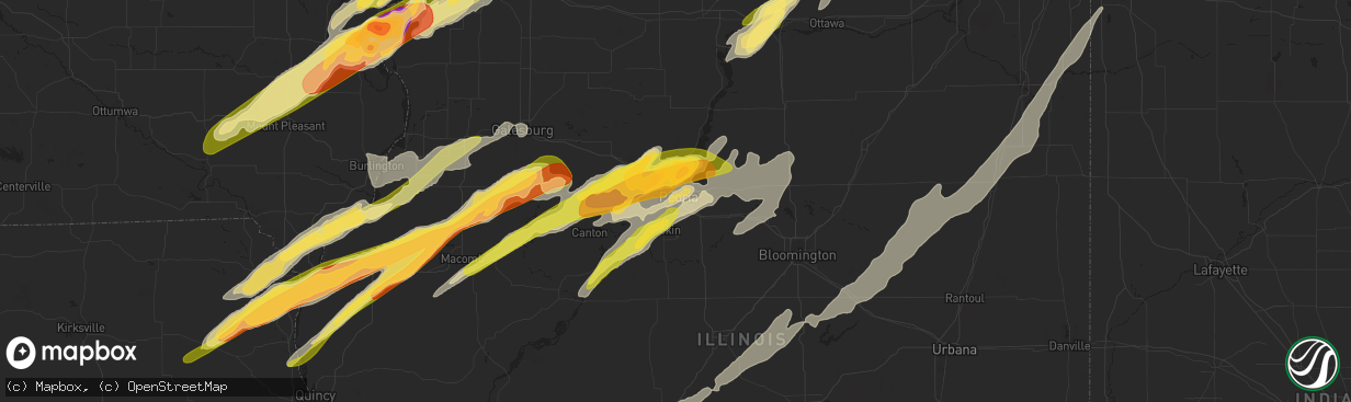 Hail map in Peoria, IL on March 15, 2016