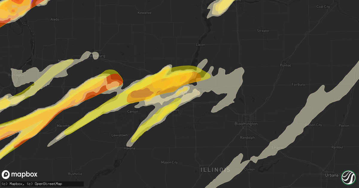 Hail map in Peoria, IL on March 15, 2016