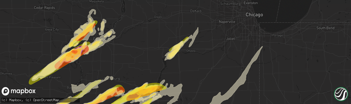 Hail map in Peru, IL on March 15, 2016