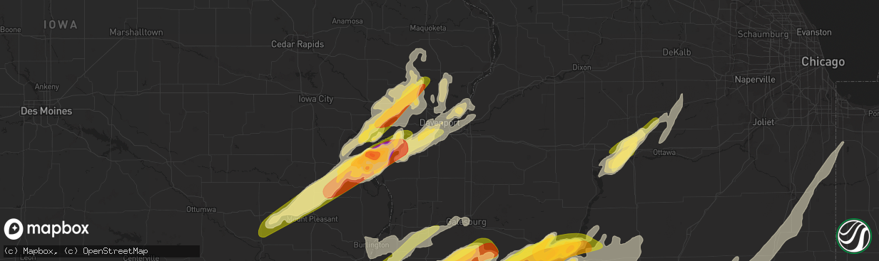 Hail map in Rock Island, IL on March 15, 2016