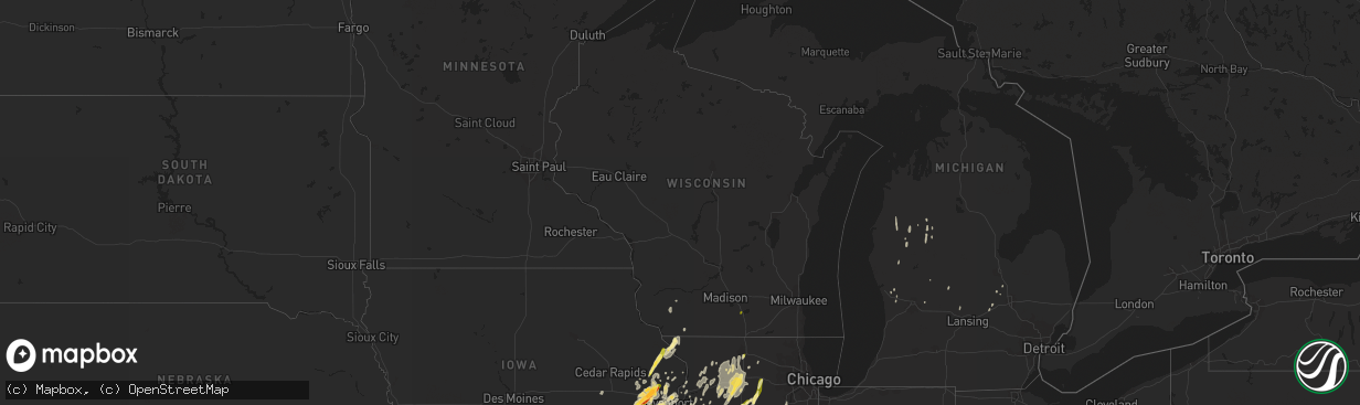 Hail map in Wisconsin on March 15, 2016