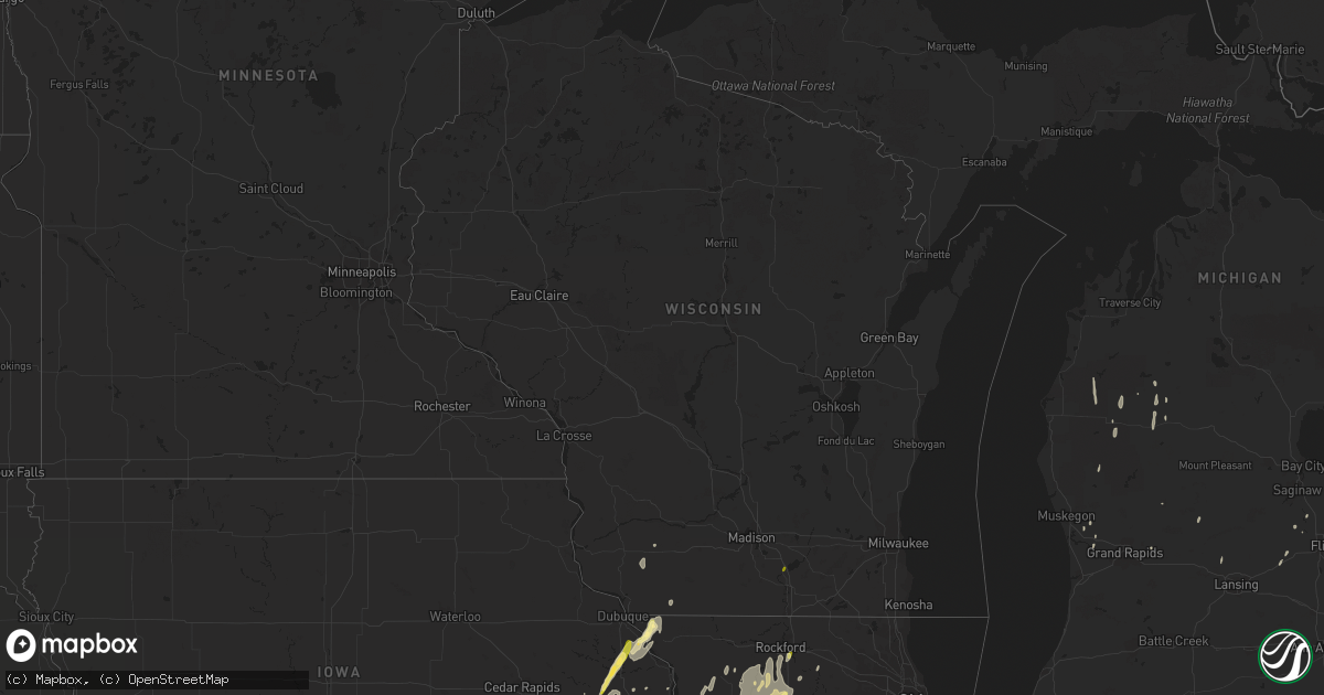 Hail map in Wisconsin on March 15, 2016