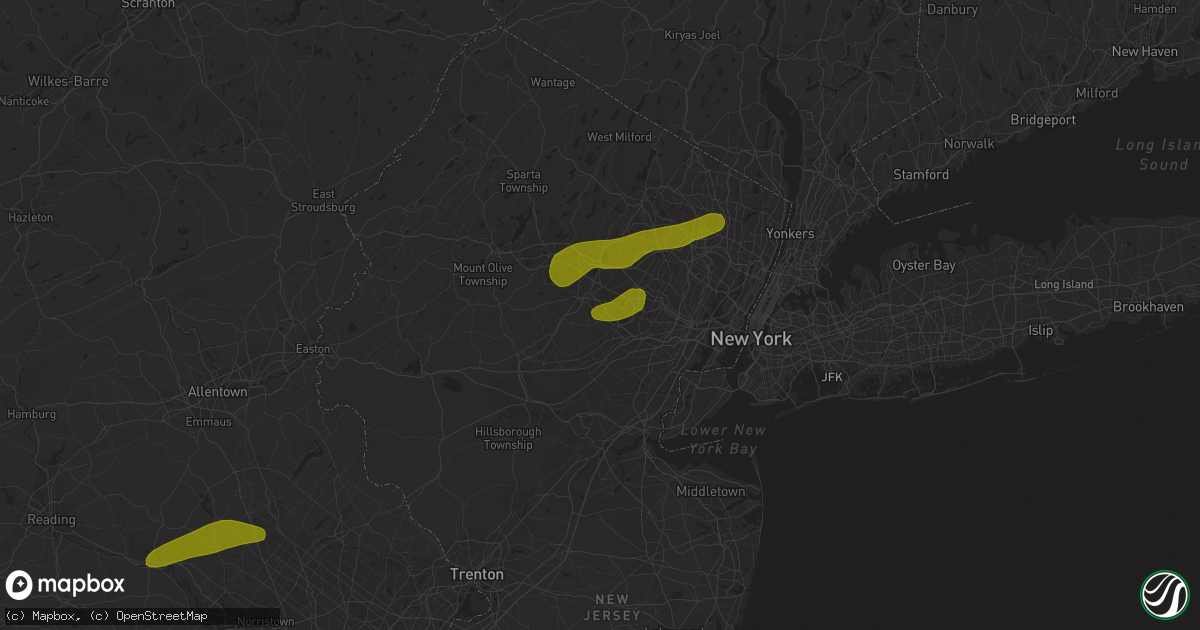 Hail map in Madison, NJ on March 15, 2019