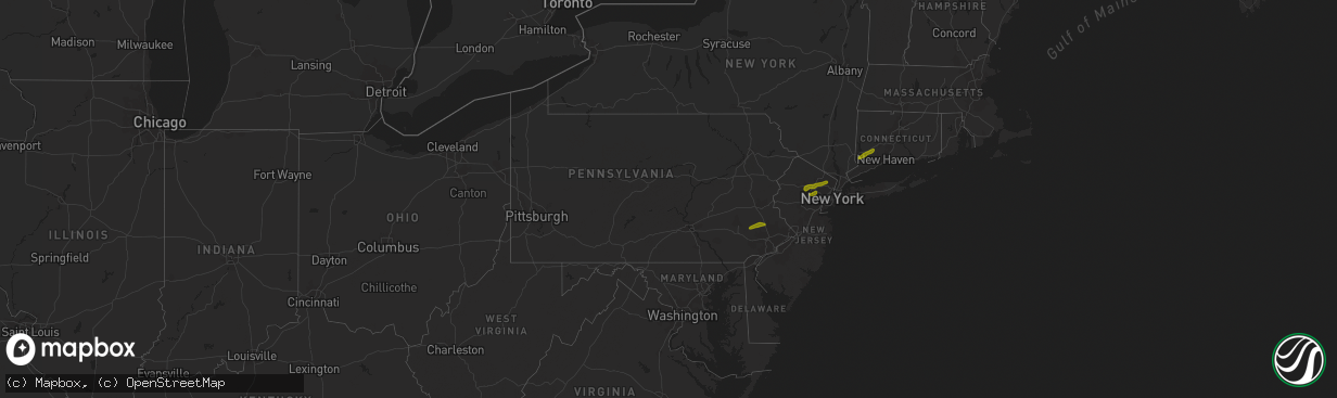 Hail map in Pennsylvania on March 15, 2019