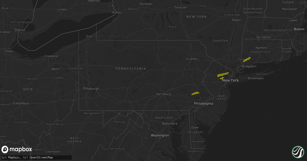 Hail map in Pennsylvania on March 15, 2019