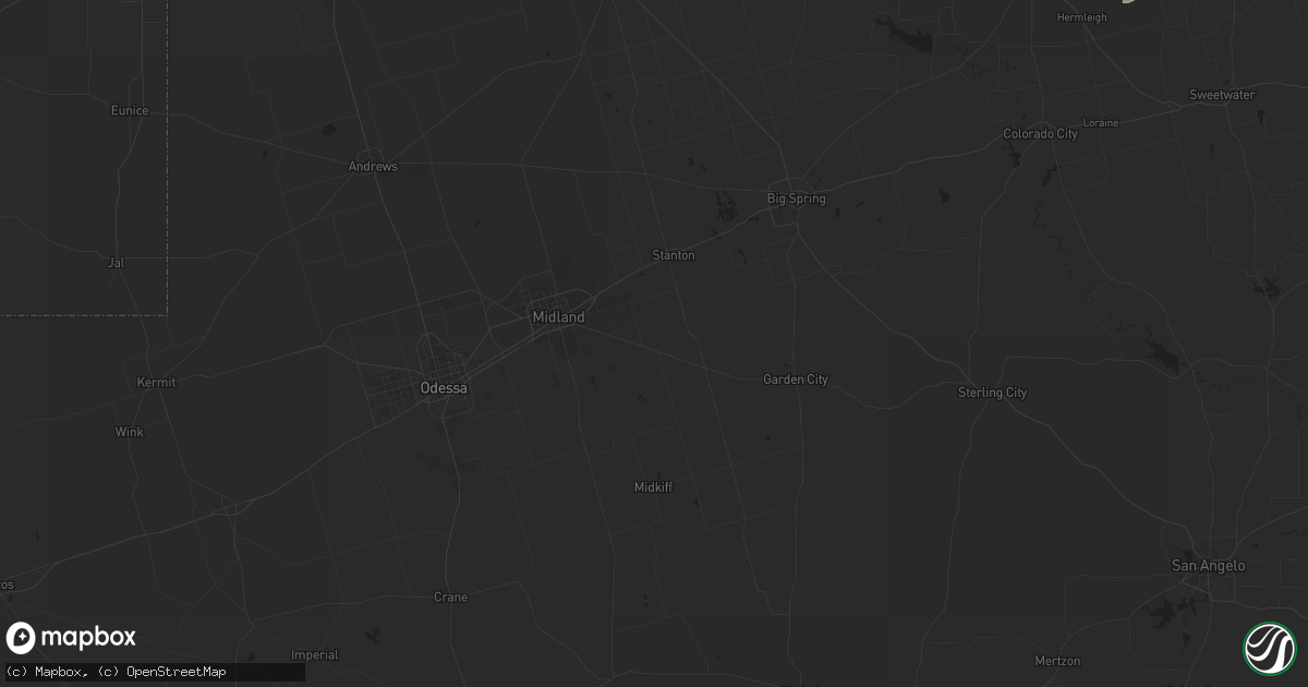 Hail map in Rotan, TX on March 15, 2020