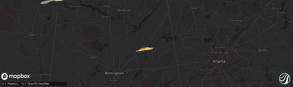 Hail map in Attalla, AL on March 15, 2021