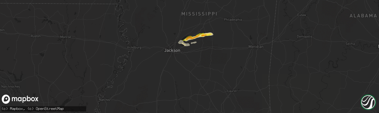 Hail map in Brandon, MS on March 15, 2021