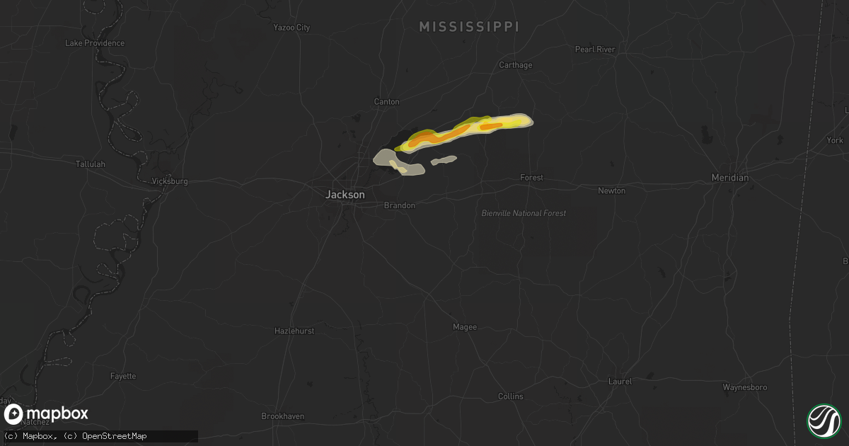 Hail map in Brandon, MS on March 15, 2021