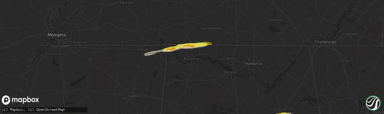 Hail map in Florence, AL on March 15, 2021