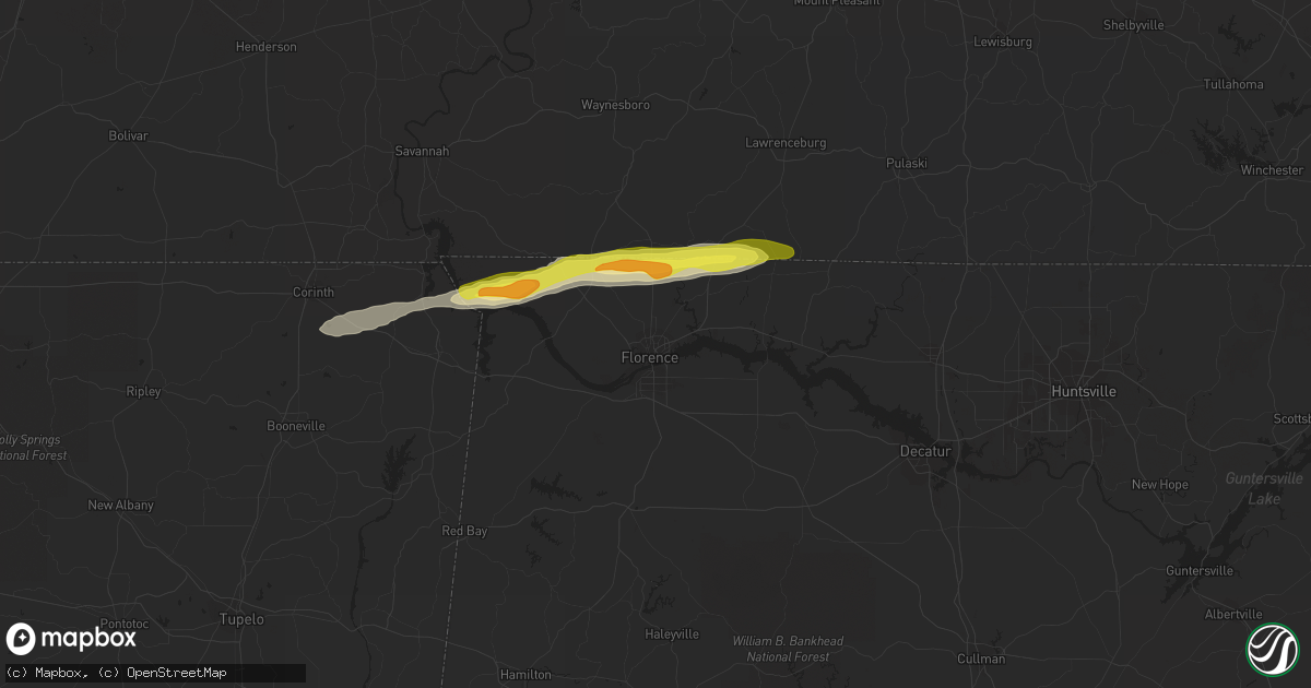 Hail map in Florence, AL on March 15, 2021