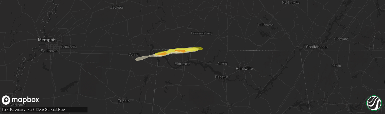 Hail map in Killen, AL on March 15, 2021