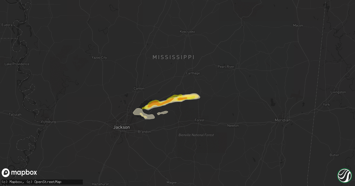Hail map in Lena, MS on March 15, 2021