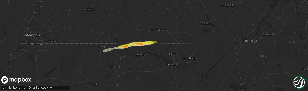 Hail map in Lexington, AL on March 15, 2021